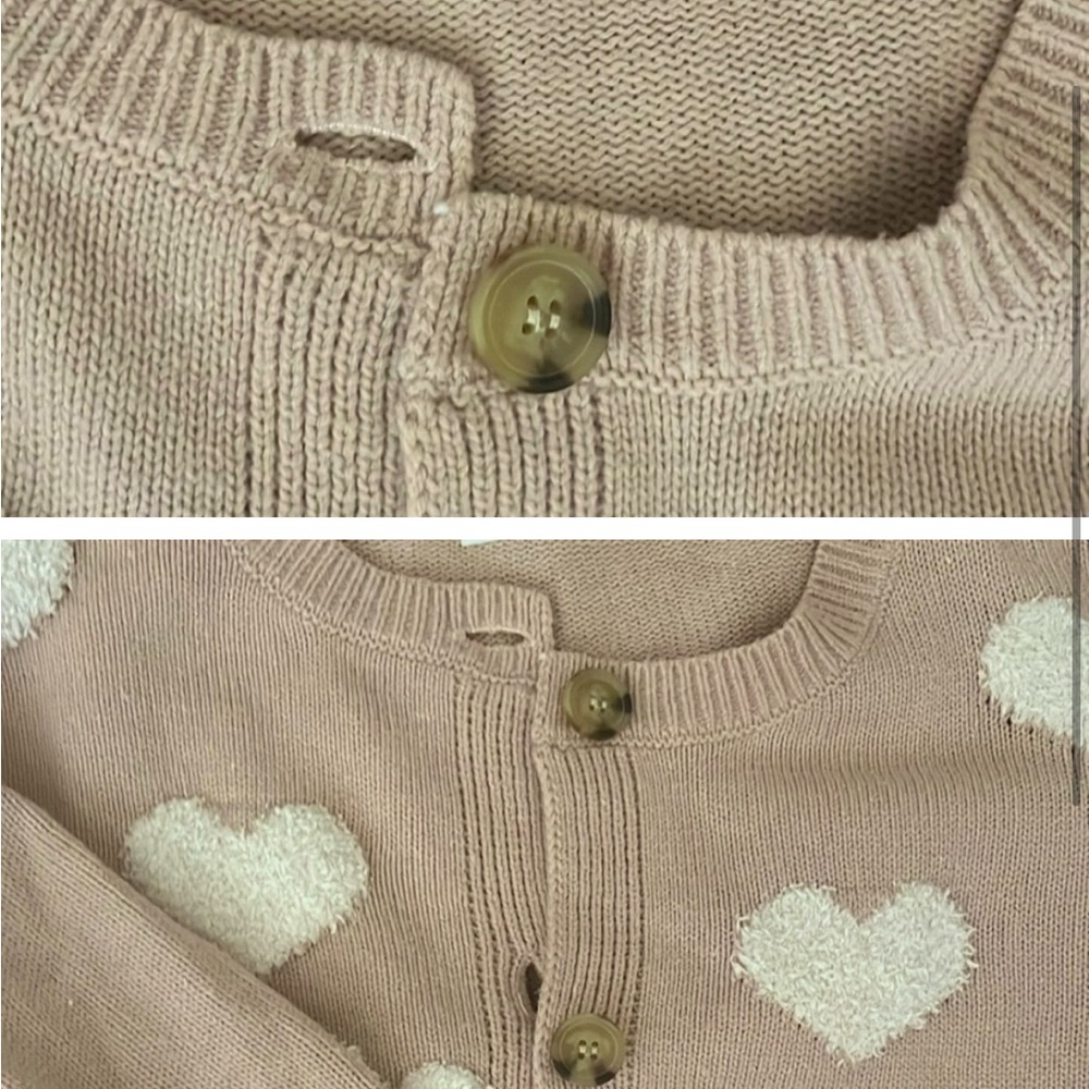 Blush Cute Hearts Cardigan Medium - Picture 2 of 3